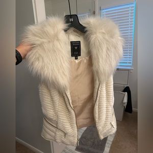 Guess fur vest barely used size small